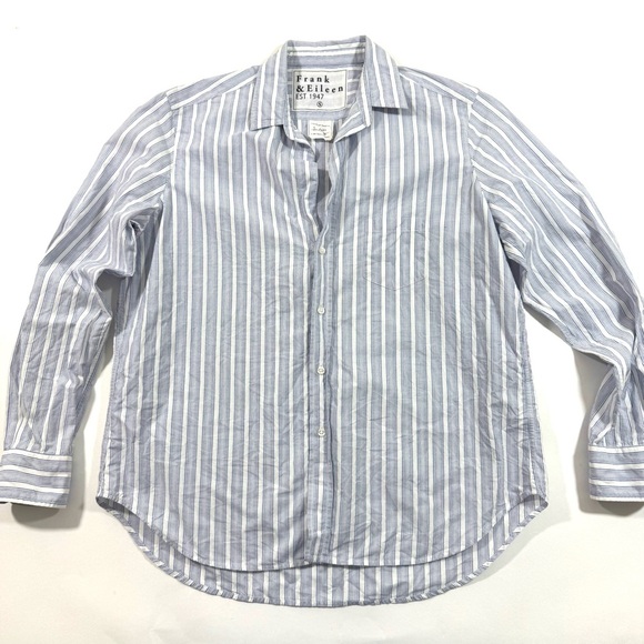 Frank And Eileen Relaxed Eileen Shirt Button Front Blue Stripe - Picture 1 of 8